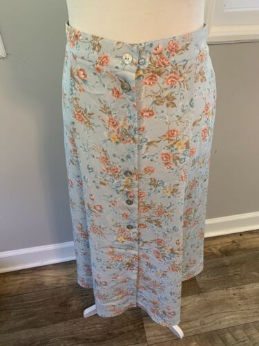 Vintage 80s Blue Floral Cottagecore Midi Skirt XXL 20 - Fresh Stock Dated February 2026