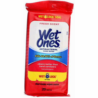 Wet Ones Antibacterial Hand Wipes, Fresh Scent, 20 Ct - Fresh Stock Dated February 2026