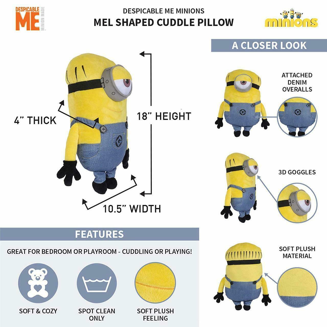 Despicable Me Minions 'Mel' Character Pillow Buddy - Fresh Stock Dated January 2026