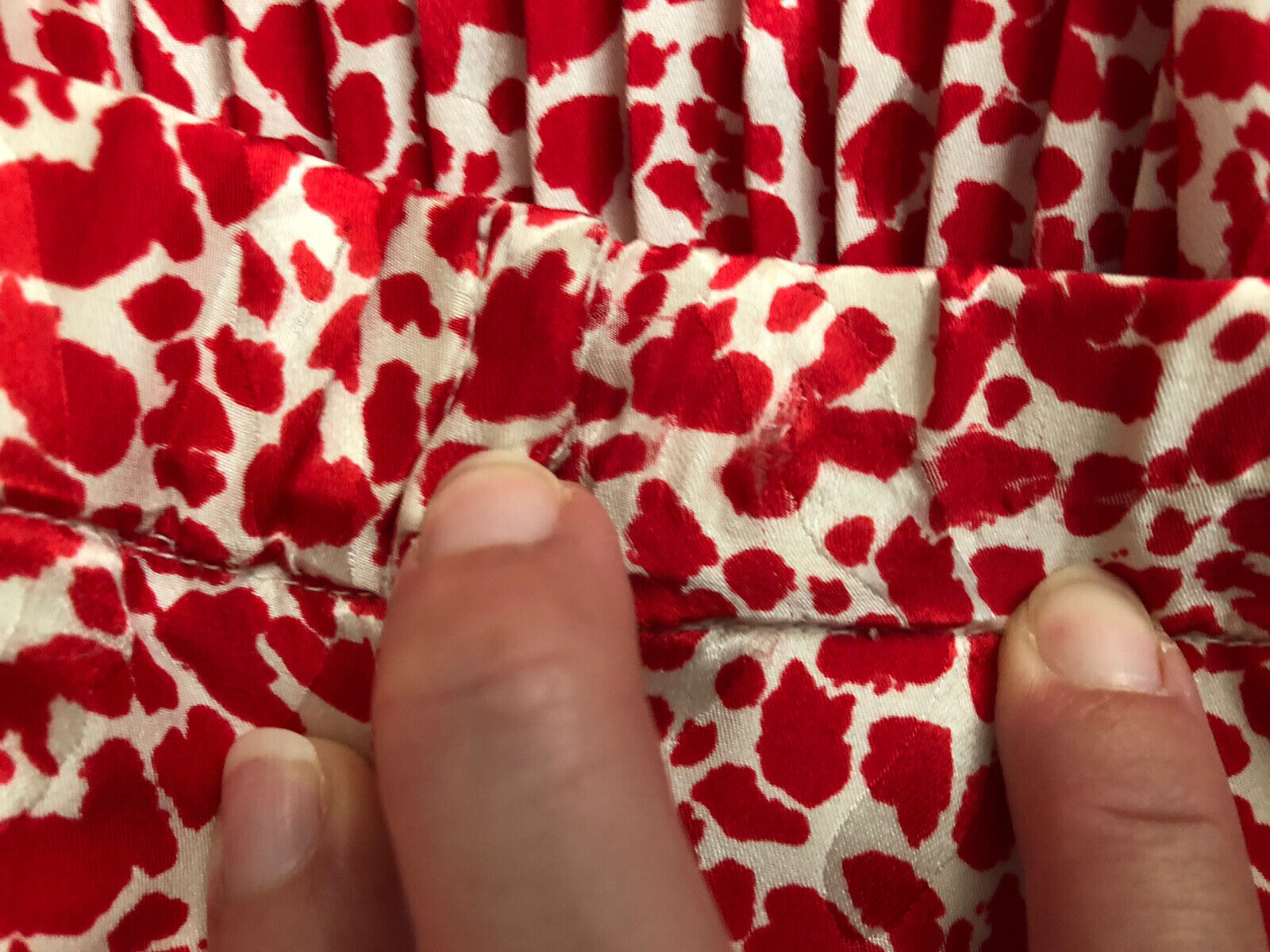 Vintage 1980s Raul Blanco 100% Silk Tiered Pleated Ruffle Skirt Red White 8/Med - Fresh Stock Dated March 2026