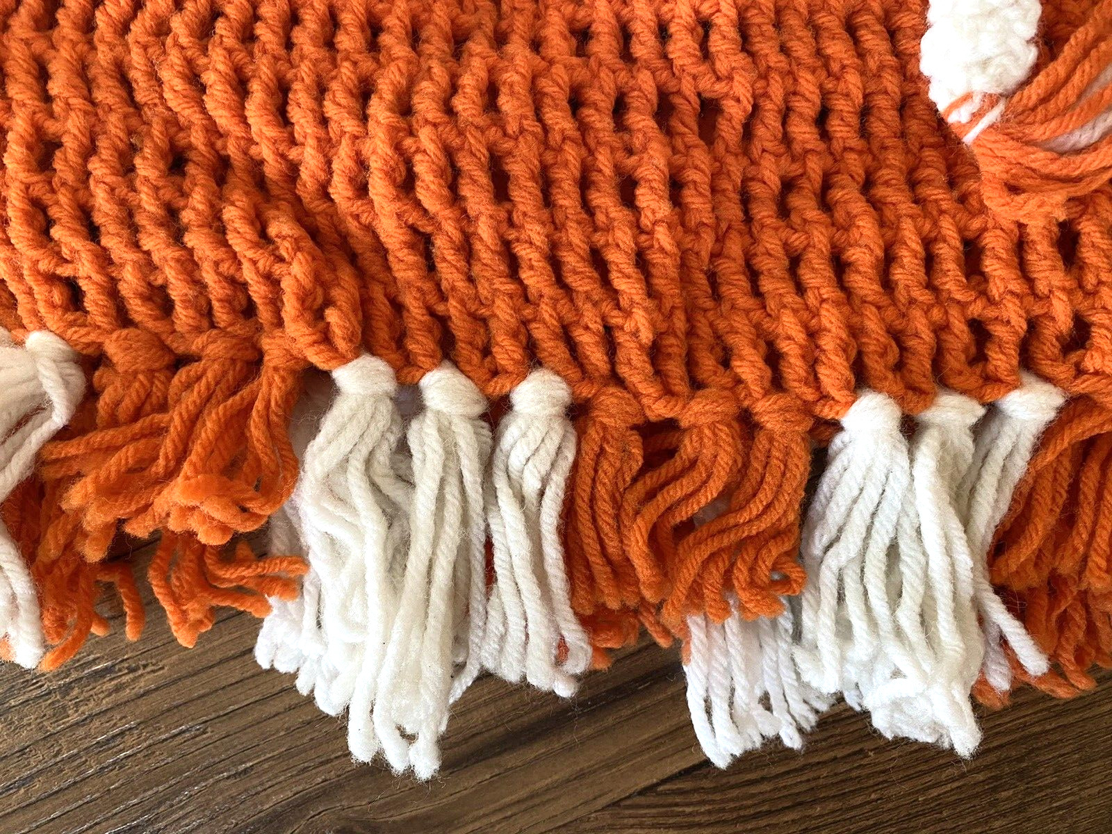 Vintage Handmade Crocheted Skirt Small 1970's Orange & White Fringe Retro Boho - Fresh Stock Dated March 2026