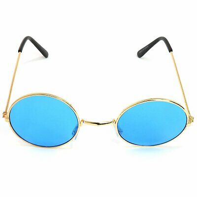 Skeleteen Hippie Sunglasses - Blue 60's Style Circle Glasses - 1pair - Fresh Stock Dated February 2026