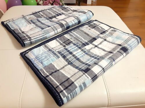 POTTERY BARN KIDS  White/Blue Quilted Pillow Cover Shams Covers - Set of 2 - Fresh Stock Dated December 2025