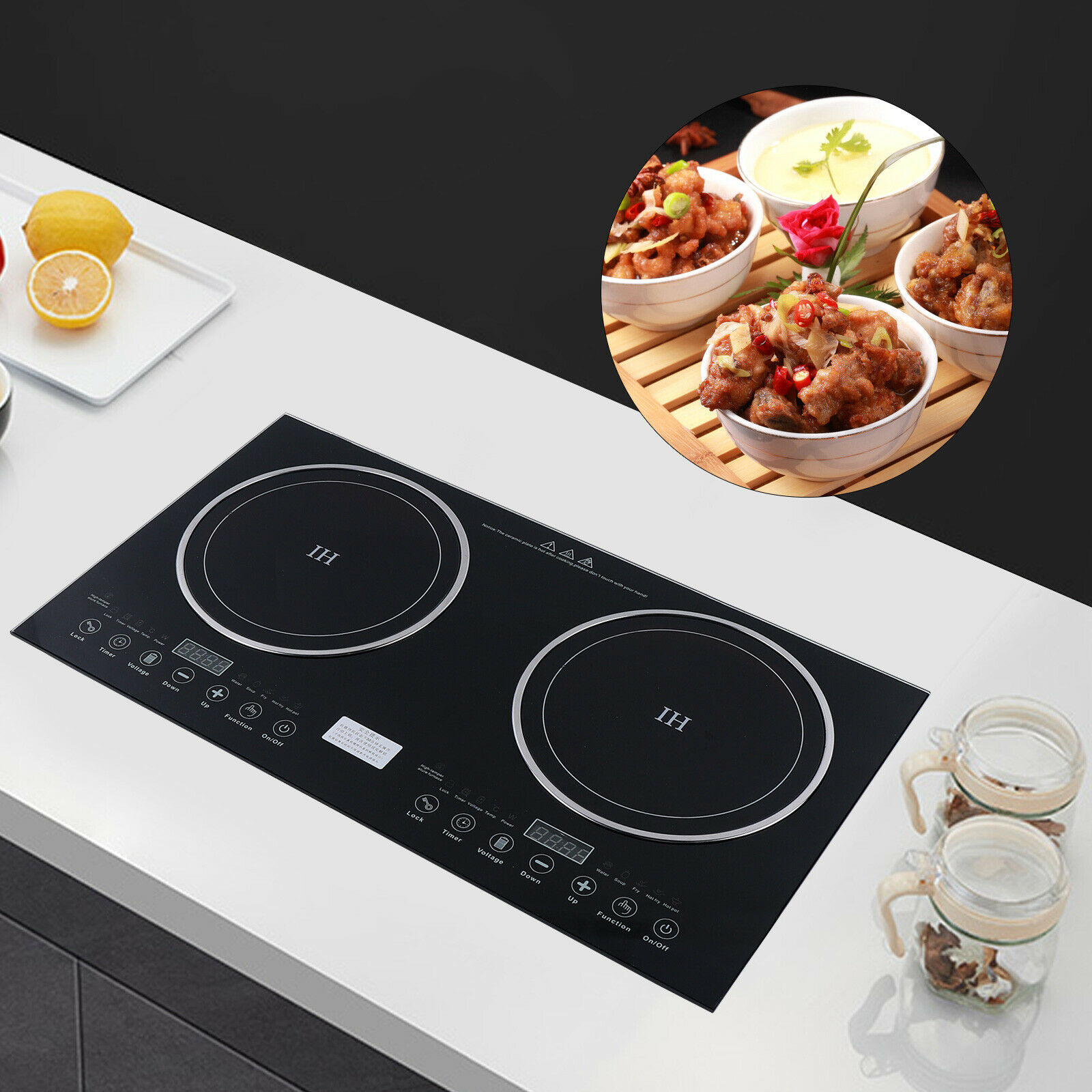 110V Touch Induction Cooktop Countertop Cooker 2 Burner Stove 8 Gear Firepower - Fresh Stock Dated February 2026