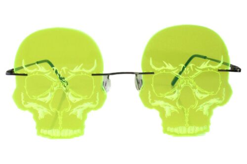 Skull Gothic Steampunk Party Festival Costume Cosplay Neon Green Sun Glasses - Fresh Stock Dated February 2026