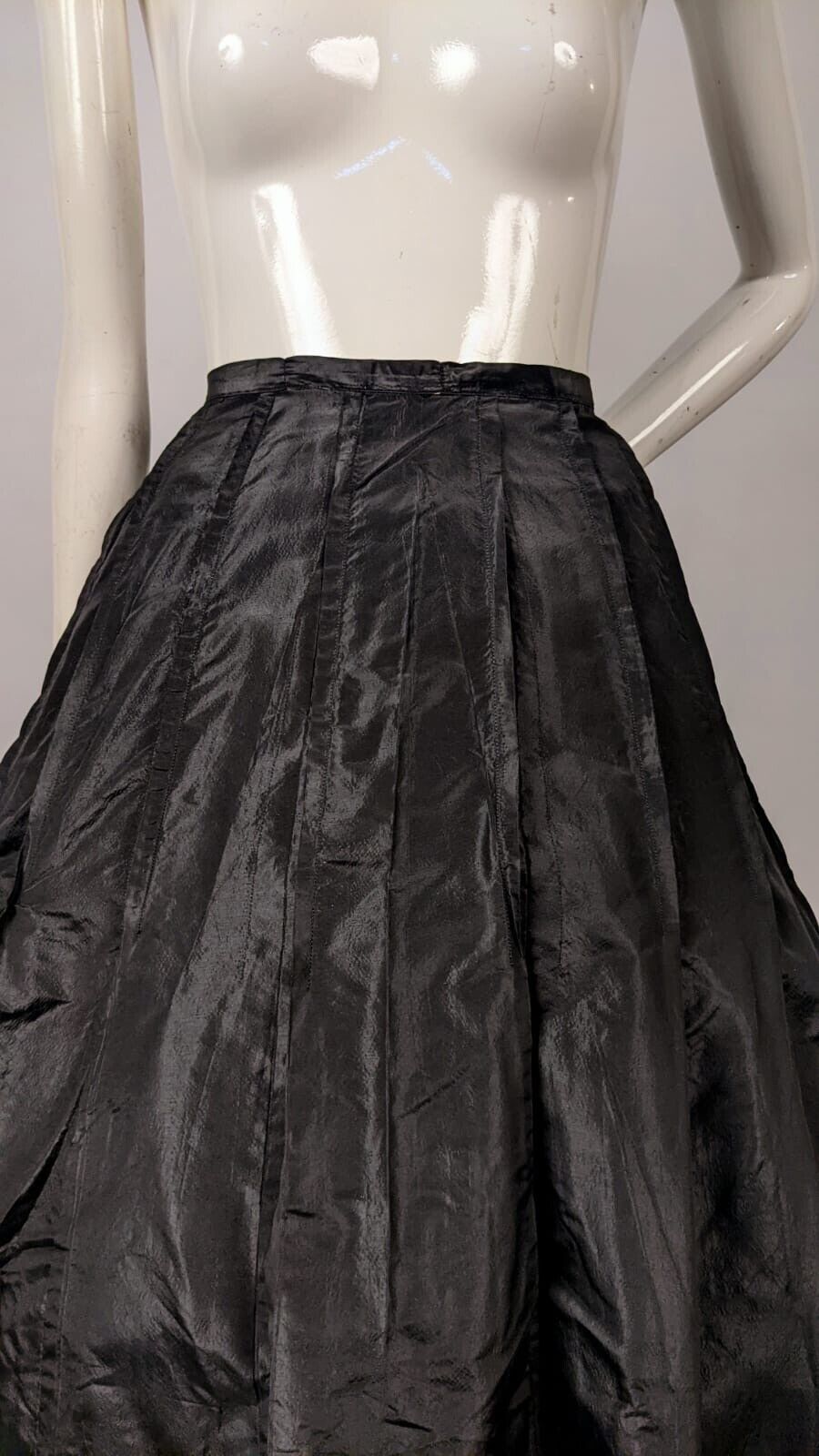 VICTORIAN BLACK SILK TAFFETA SKIRT W FULL VOLUME - Fresh Stock Dated December 2025