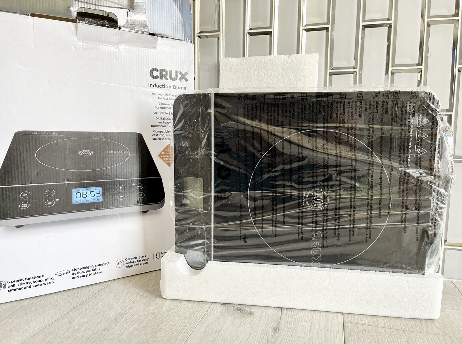 Crux Countertop Induction Burner, Portable Electric Hot Plate, Smart Black - Fresh Stock Dated February 2026