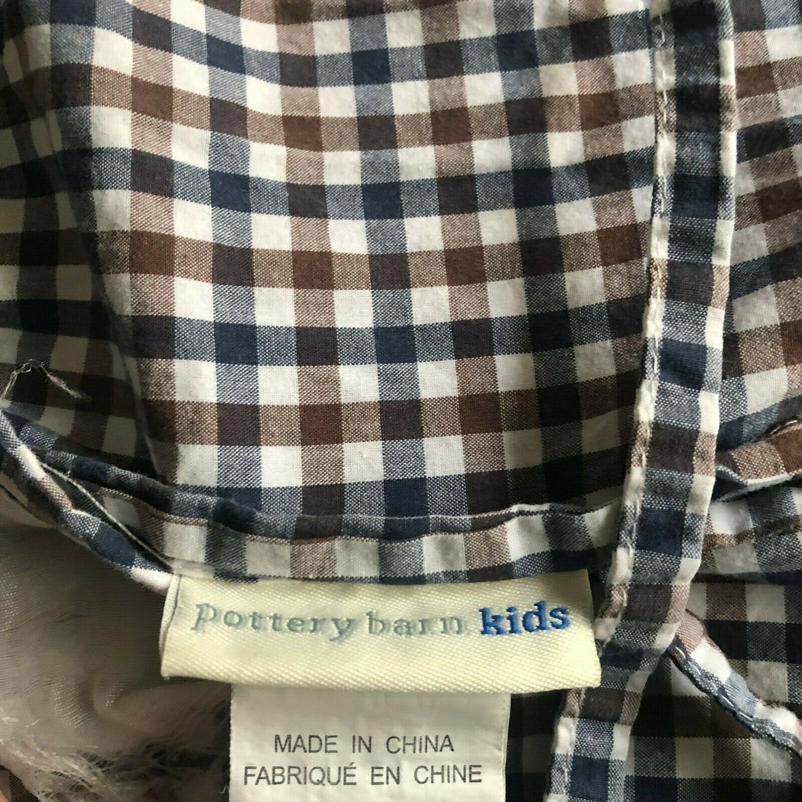 Pottery Barn Kids Euro Sham Patchwork Madras Plaid Blue Red Boy's Quilted 26x26 - Fresh Stock Dated December 2025