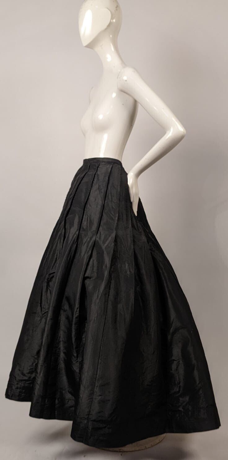 VICTORIAN BLACK SILK TAFFETA SKIRT W FULL VOLUME - Fresh Stock Dated December 2025