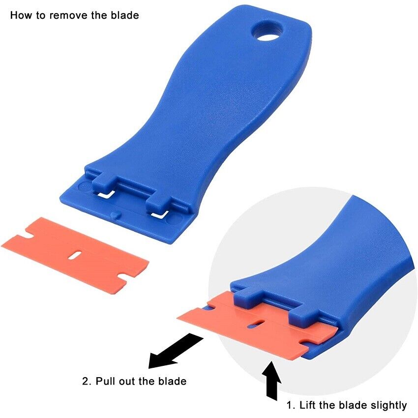 Plastic Razor Blade Scraper 2 Pcs Holding Tool 100 Pcs Double Sharp Edge Remover - Fresh Stock Dated February 2026