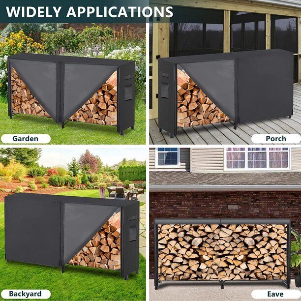 8' Firewood Rack with Oxford Cover, Combo - Fresh Stock Dated December 2025