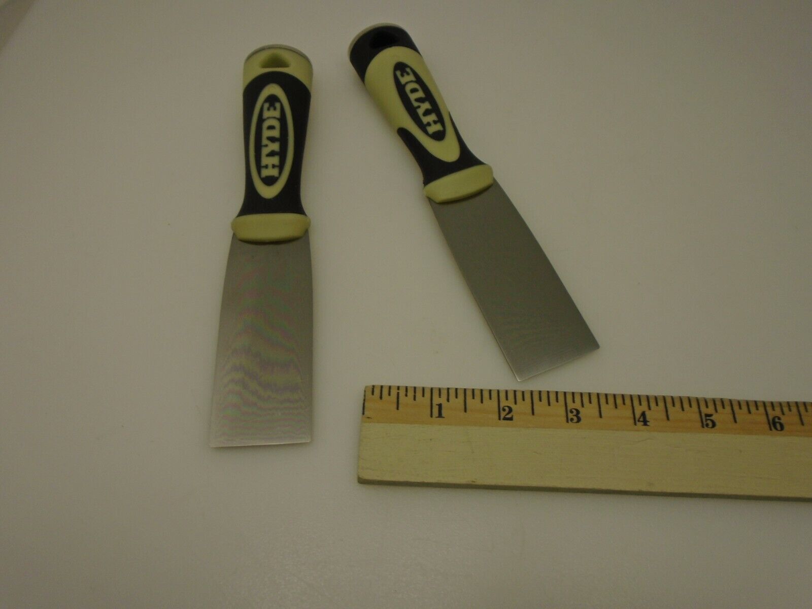 Hyde USA Pro Project Lot (2) 1.5 inch Putty Knives Flex & Stiff Carbon Steel New - Fresh Stock Dated February 2026