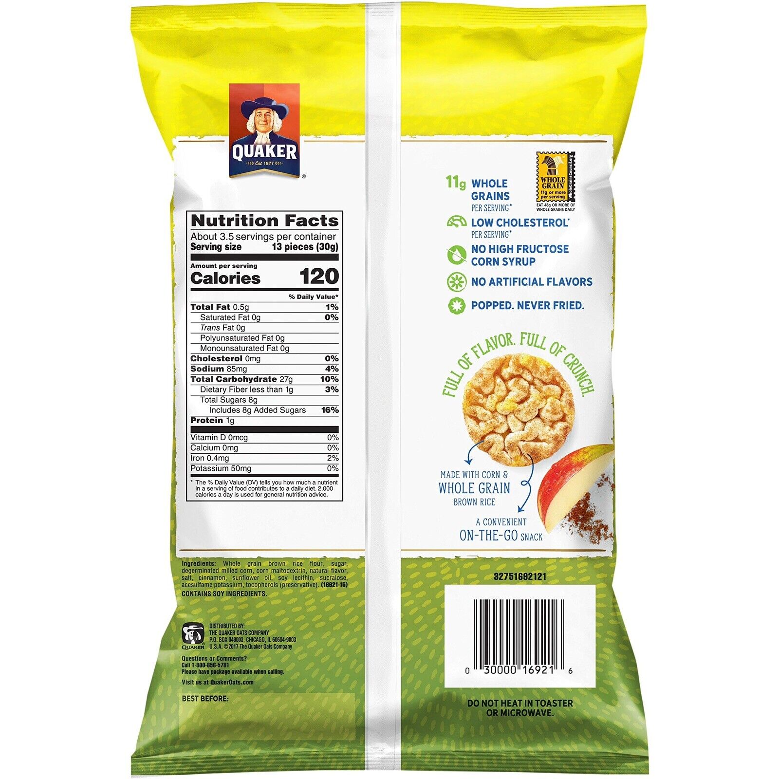 Quaker Rice Crisps Apple Cinnamon 3.52 Ounce Pack of 4 - Fresh Stock Dated February 2026