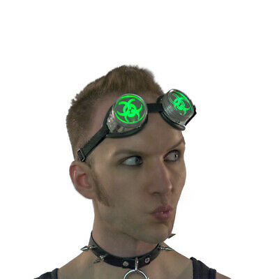PAWSTAR LED Goggles - Light Up Biohazard Green CyberPunk cyber Punk [LI/BIO]5416 - Fresh Stock Dated February 2026