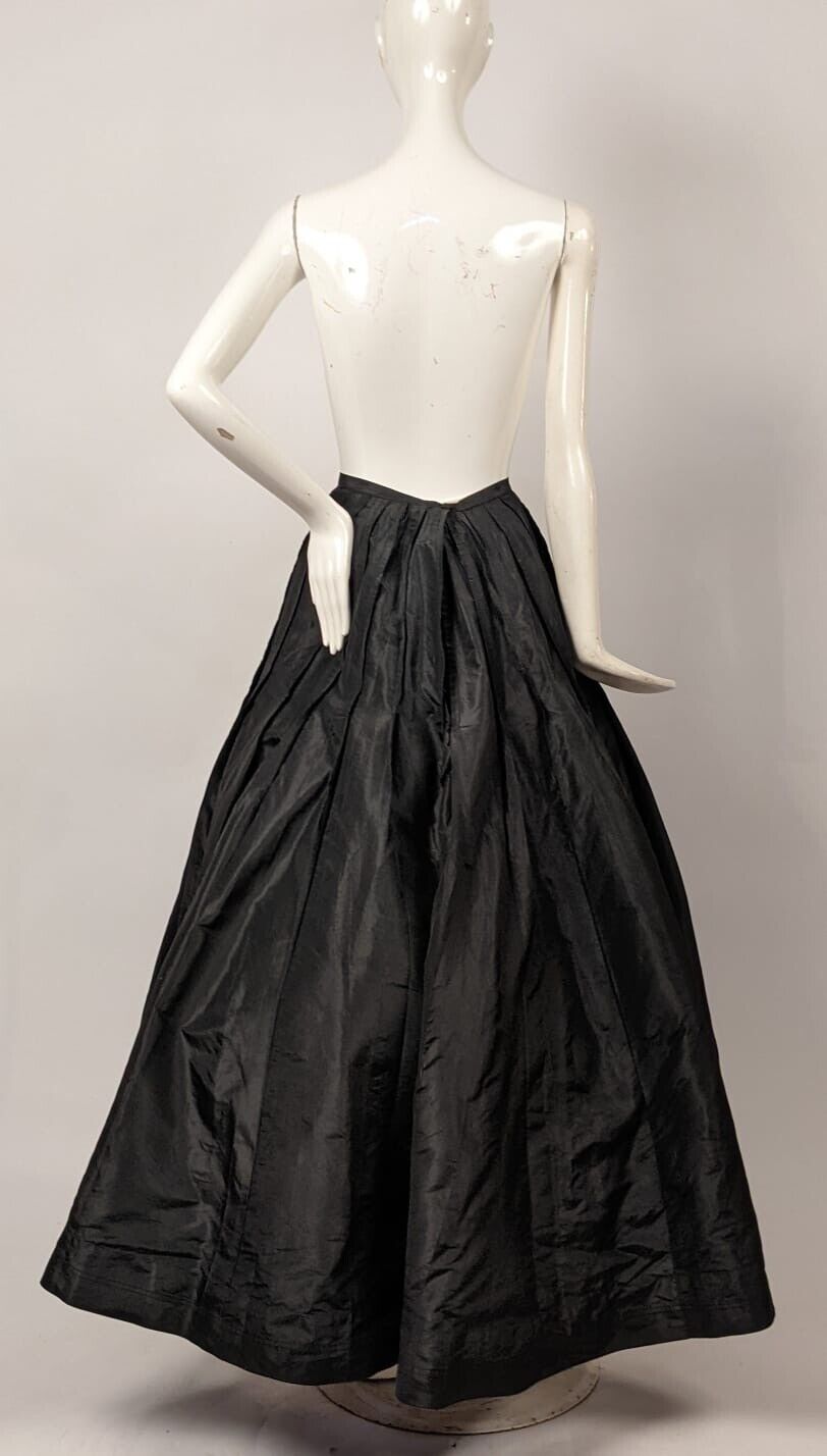 VICTORIAN BLACK SILK TAFFETA SKIRT W FULL VOLUME - Fresh Stock Dated December 2025