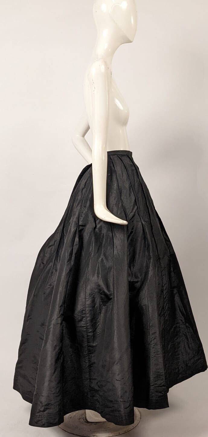 VICTORIAN BLACK SILK TAFFETA SKIRT W FULL VOLUME - Fresh Stock Dated December 2025