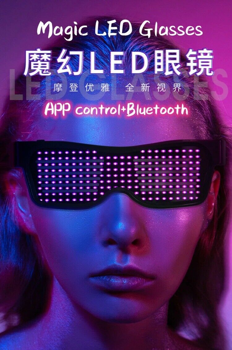 6 Colors Magic Led Eye Glasses Bluetooth App Control DIY Led Glasses - Fresh Stock Dated February 2026