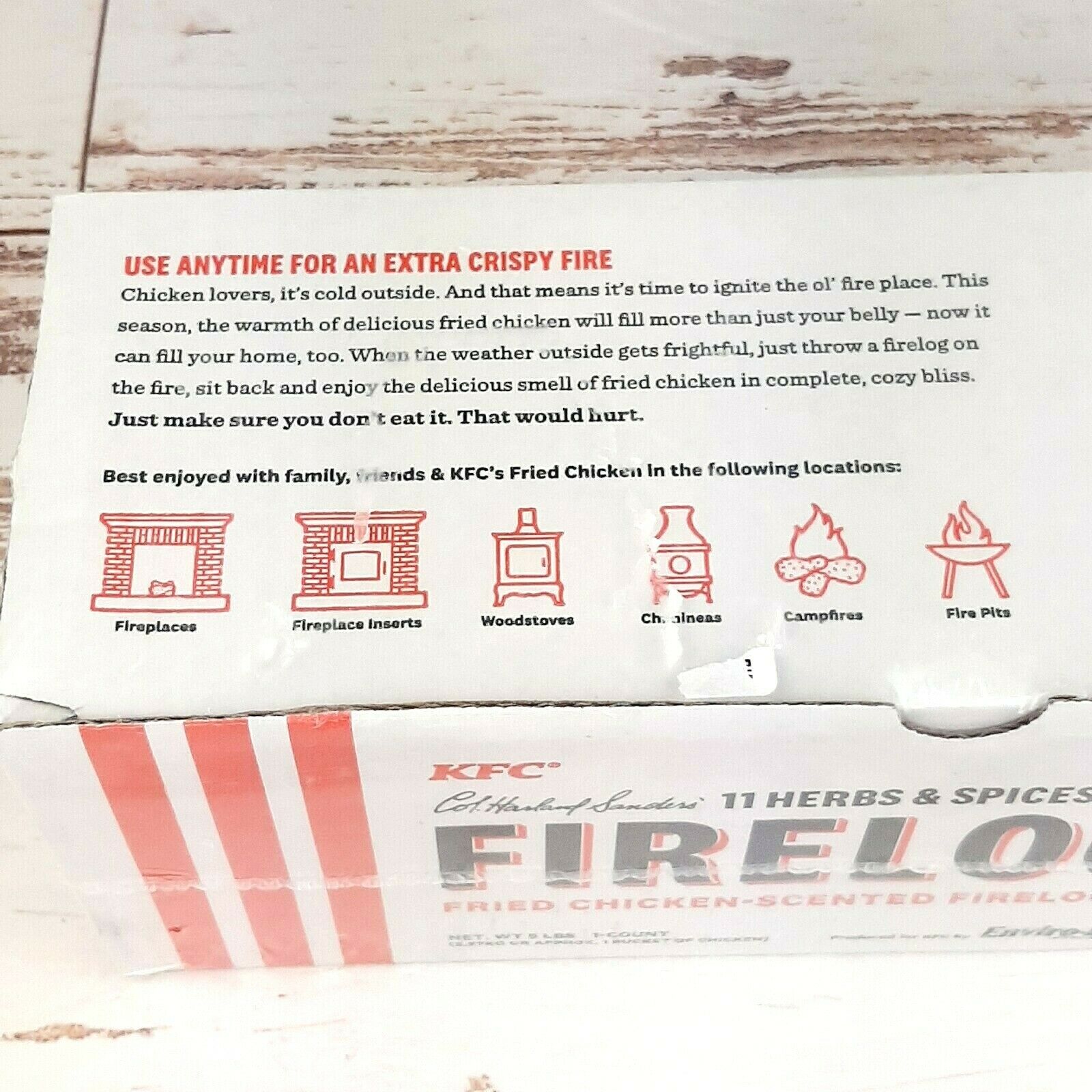 KFC Fried Chicken Scented Firelog Limited Edition 11 Herbs & Spices Enviro-Log - Fresh Stock Dated December 2025