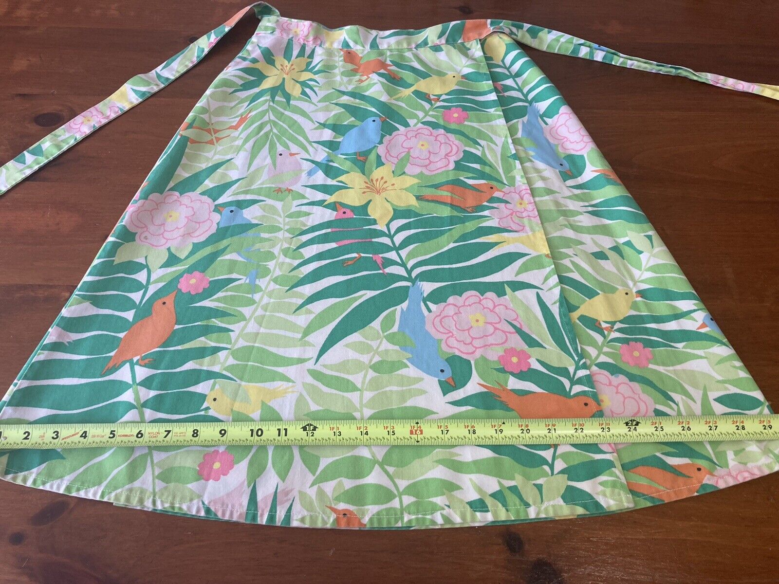 Vintage 1970s Katasha's Unusuals Birds Chicks Florals Cotton Wrap Skirt Medium - Fresh Stock Dated March 2026
