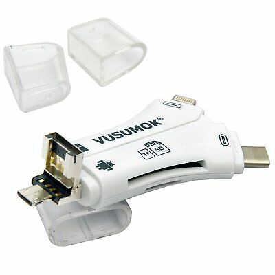 USB SD TF Card Reader 4in1 Adapter for iPhone X 8 7 6 5 s Plus iPad OTG Android - Fresh Stock Dated February 2026