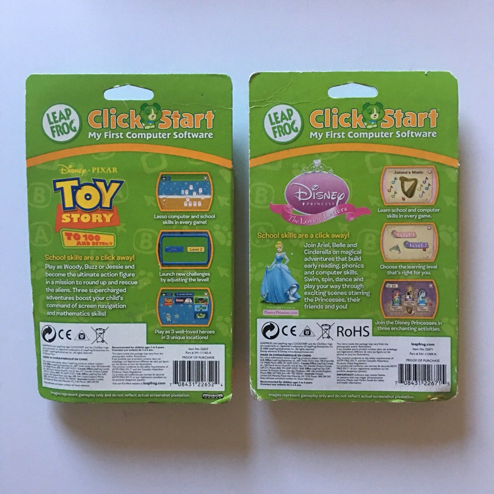 LeapFrog Click Start Toy Story And Disney Princess Lot Counting And Letters - Fresh Stock Dated February 2026