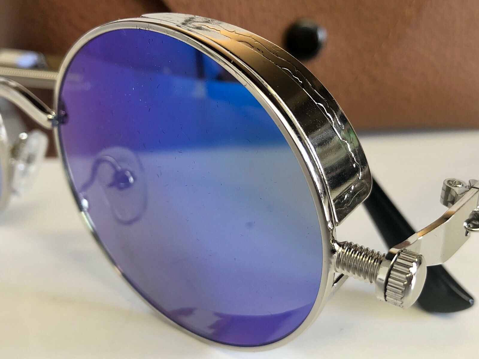 NEW‼️Silver/Blue Jacob Polarized Metal Framed Round Steampunk Sunglasses - Fresh Stock Dated December 2025