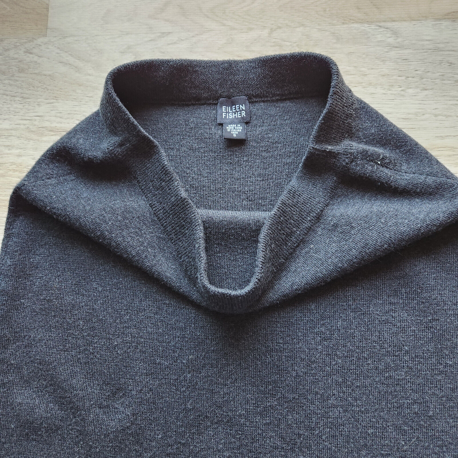 Vintage Eileen Fisher Italian Merino Wool Pencil Skirt Elastic Waist Black Sz.S - Fresh Stock Dated March 2026