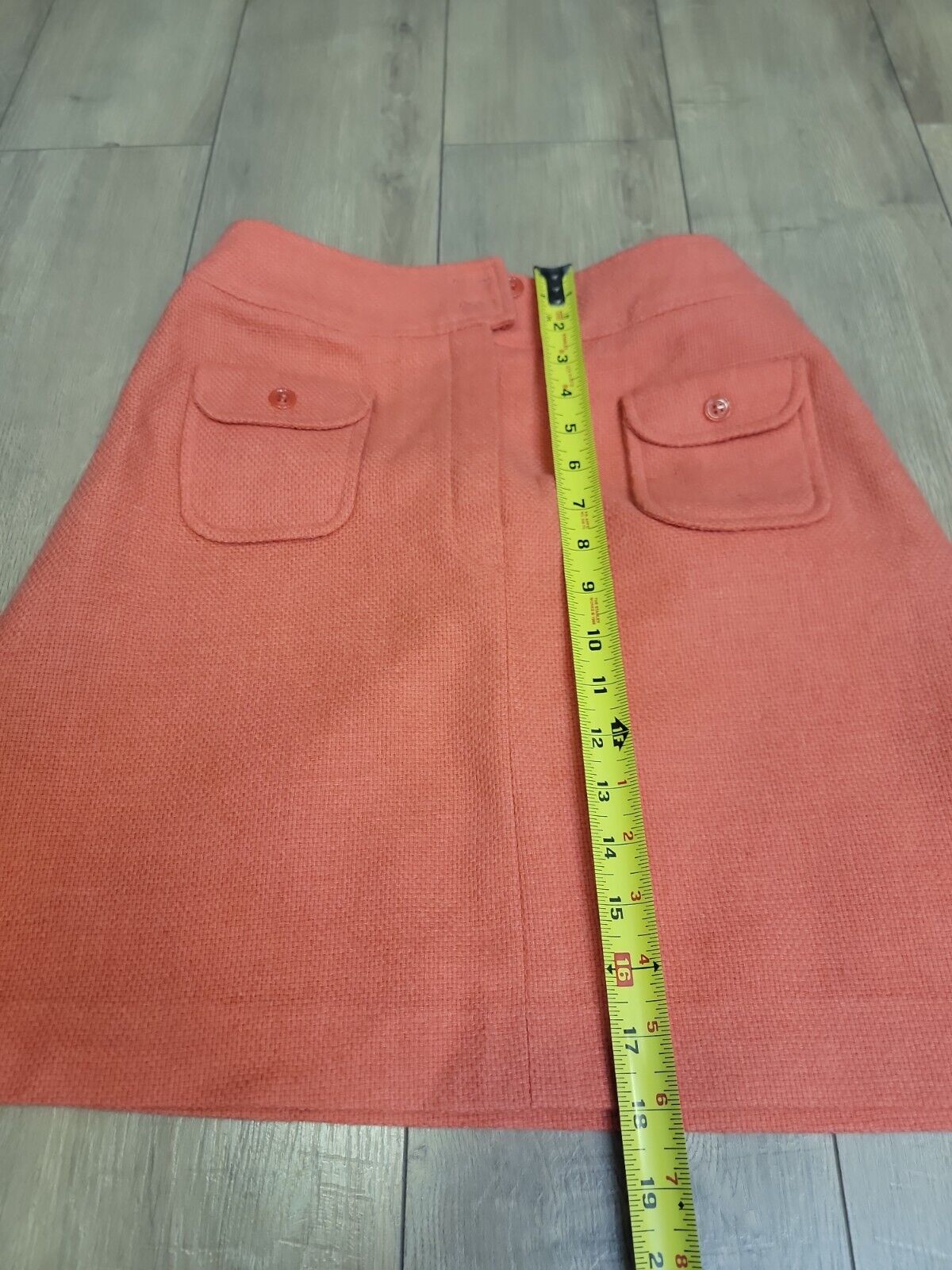 VTG'60s Bobbie Brooks High Waisted Apricot Wool Woven Hippie Mod Gogo Mini Skirt - Fresh Stock Dated March 2026