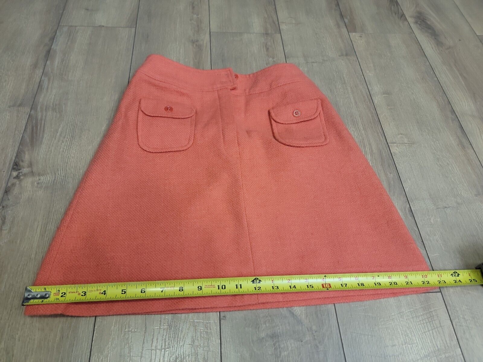 VTG'60s Bobbie Brooks High Waisted Apricot Wool Woven Hippie Mod Gogo Mini Skirt - Fresh Stock Dated March 2026