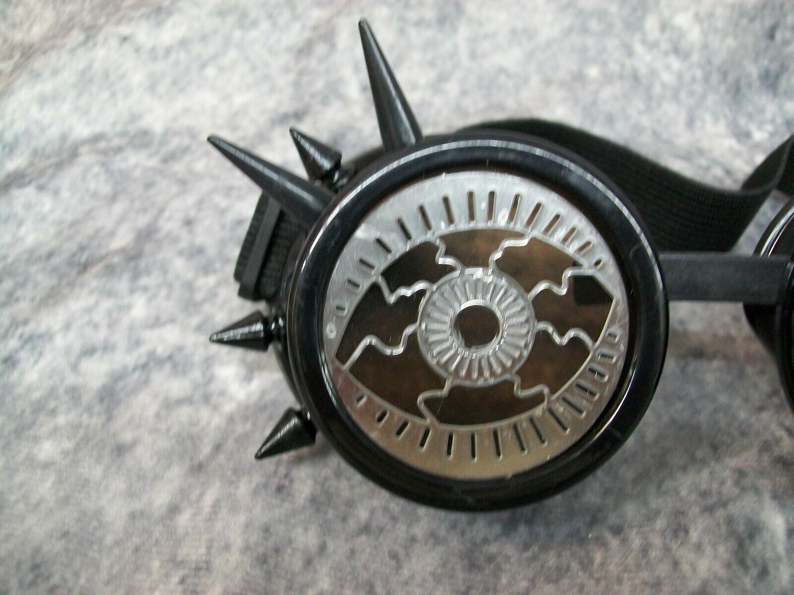 Funky Black Silver Spiked Eyeball Goggles Mad Eye Steampunk Flashy Aviator Eyes - Fresh Stock Dated February 2026