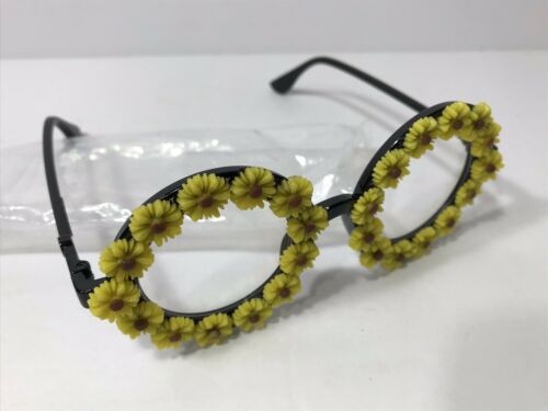 Sunflower Yellow & Black Eyeglass Plastic Round Play Costume Dress Up Glasses - Fresh Stock Dated February 2026