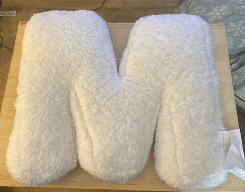 JUSTICE FLEECE SEQUIN LETTER M PILLOW Silver BLUE Colorful Furry - Fresh Stock Dated December 2025