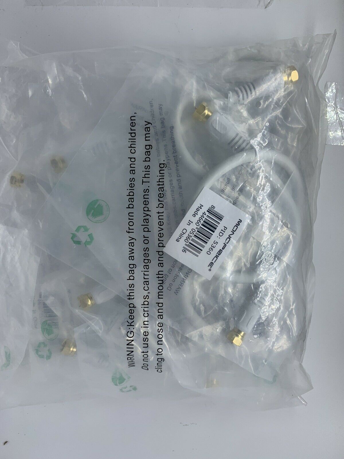 Monoprice 1.5ft Quad Shield, CL2 Coaxial Cable - White 10 Pack - Fresh Stock Dated February 2026