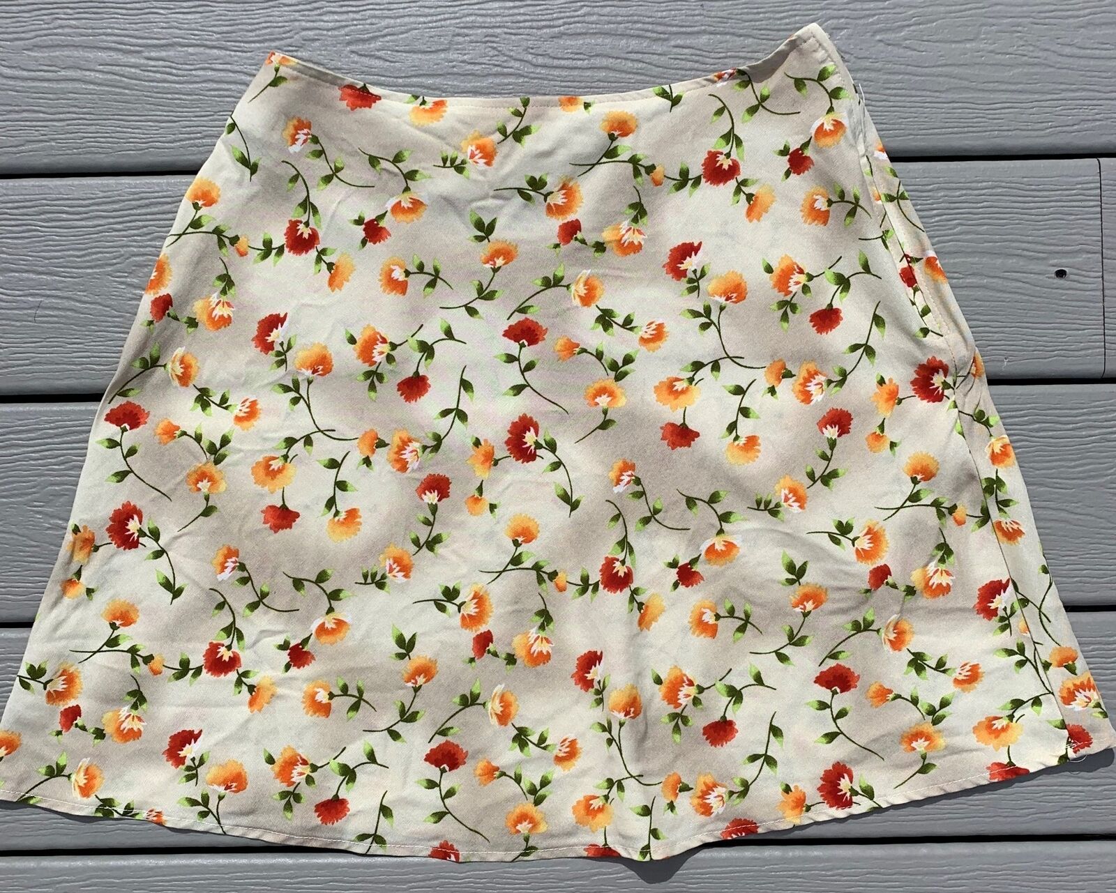 Vintage Kathie Lee Collection Skirt Light Flowy Floral Sz12 USA Tan Red Orange - Fresh Stock Dated March 2026