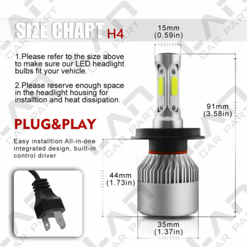 White H4 9003 ZES LED Bulb Headlight High Low Beam Conversion Kit WC For Aprilia - Fresh Stock Dated February 2026