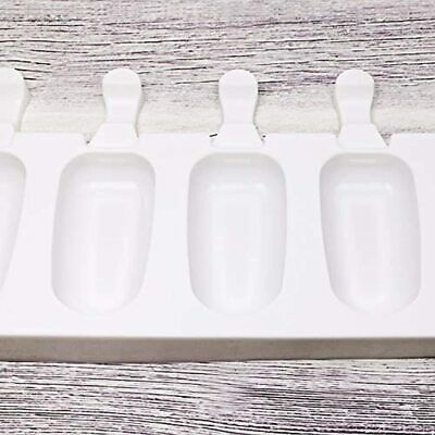 8- Cavities White Silicone Ice Cream Bar Mold Reusable DIY Classic Shape Makers - Fresh Stock Dated February 2026