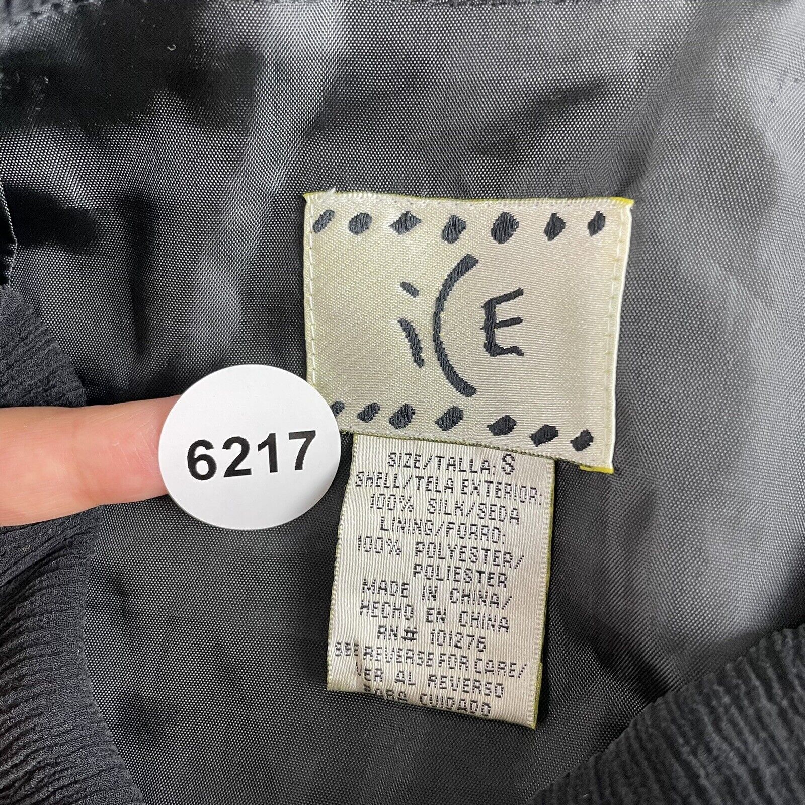 90s Y2K Vintage iCE Black 100% Silk Mesh Overlay Beaded Midi Skirt 4 6 26 27 S M - Fresh Stock Dated March 2026