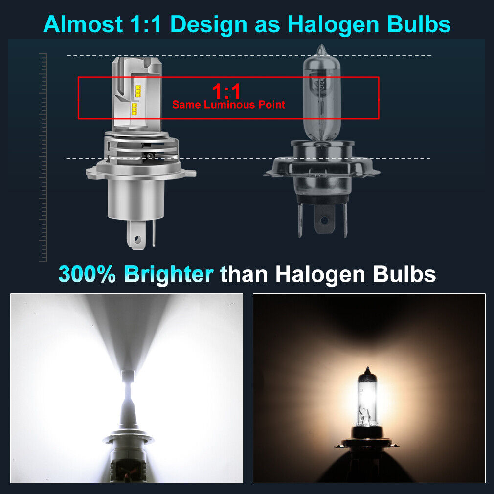H4 9003 HB2 Motorcycle Headlight ZES LED Bulb Hi/Lo Beam Super Bright 25W 6000Lm - Fresh Stock Dated February 2026