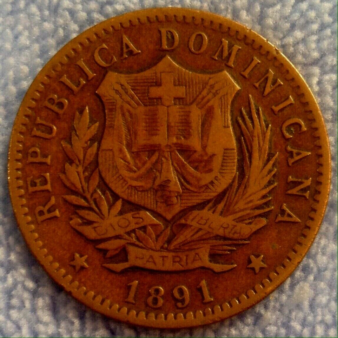 1891-A DOMINICAN REPUBLIC 10 Centesimos De Franco Bronze - Fresh Stock Dated December 2025