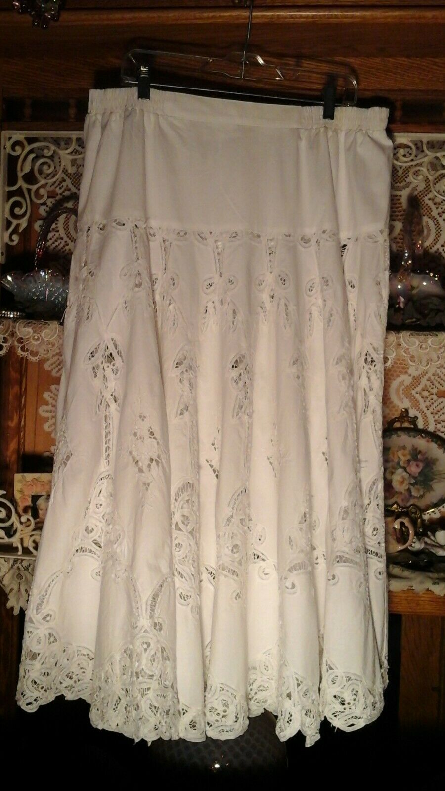 FAB VTG LIM'S PLUS 2X 1X CRISP WHITE BATTENBERG LACE SKIRT 3PC SET GRAND SWEEP - Fresh Stock Dated February 2026