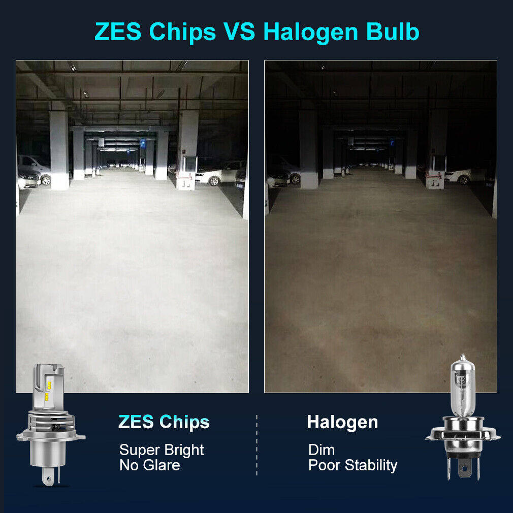 H4 9003 HB2 Motorcycle Headlight ZES LED Bulb Hi/Lo Beam Super Bright 25W 6000Lm - Fresh Stock Dated February 2026