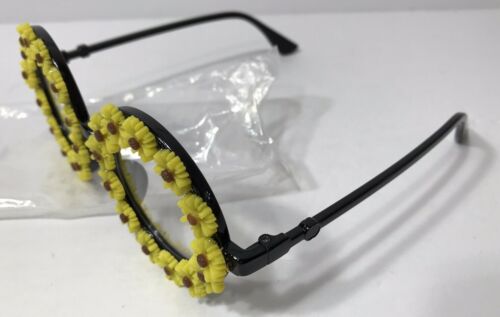 Sunflower Yellow & Black Eyeglass Plastic Round Play Costume Dress Up Glasses - Fresh Stock Dated February 2026