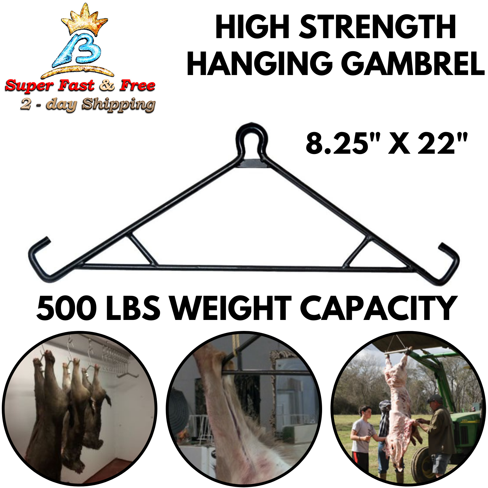 500 Lbs Juego Colgante Gambrel Game Deer Hog Goat Hook Hanger Hunting Lift Tool - Fresh Stock Dated December 2025