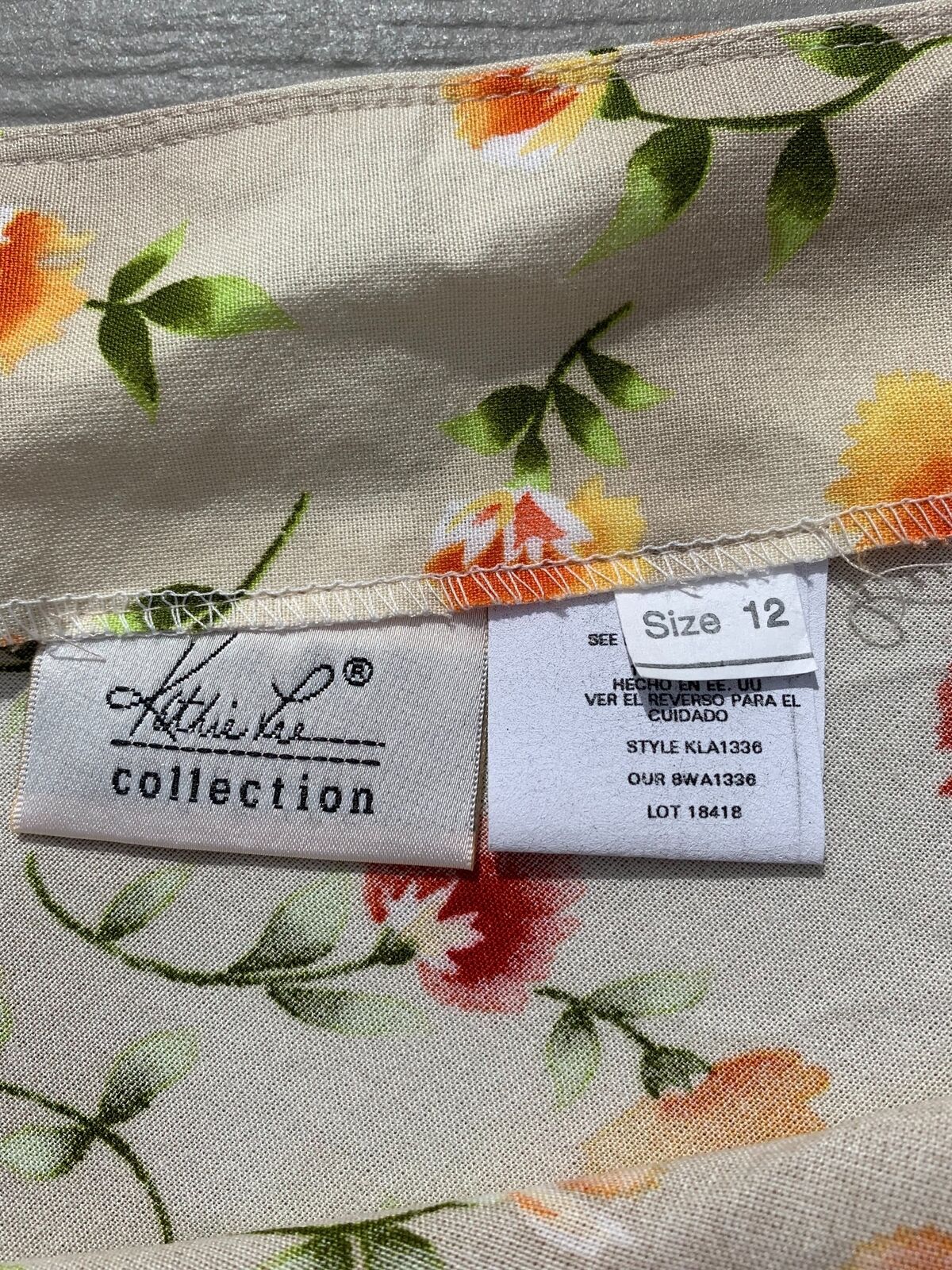 Vintage Kathie Lee Collection Skirt Light Flowy Floral Sz12 USA Tan Red Orange - Fresh Stock Dated March 2026