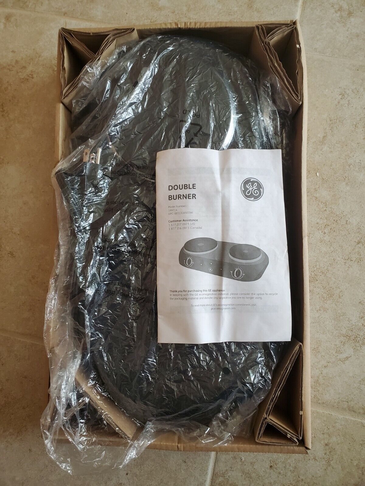 General Electric Dual Burner Hot Plate Model 169214 - Fresh Stock Dated February 2026