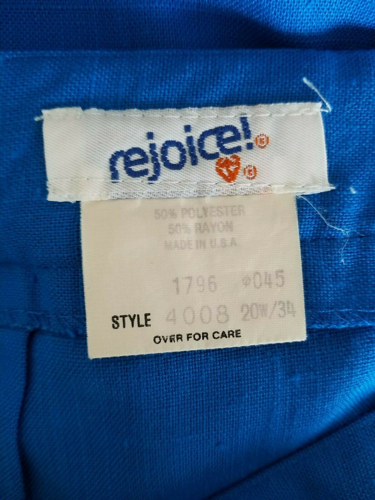 Vintage Rejoice Skirt 20W/34 Midi Blue Solid Pockets Unlined Slit Zips in Back - Fresh Stock Dated March 2026
