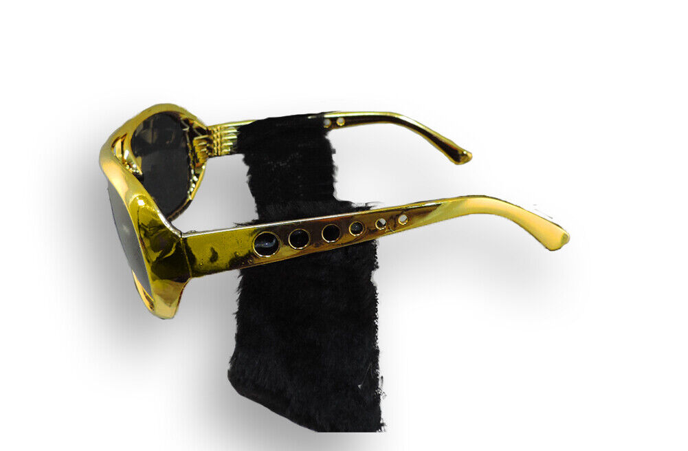 Elvis Sunglasses With Sideburns Gold Costume Glasses - Fresh Stock Dated February 2026