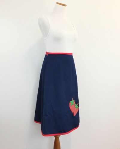 Vtg 70s Wrap Skirt With Strawberries High Waist Fit Great Look Womens Fits S/M - Fresh Stock Dated December 2025