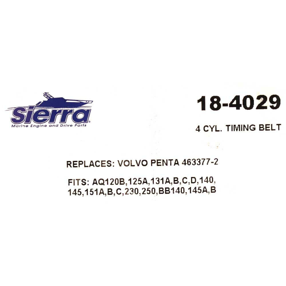 Sierra Marine Boat Timing Belt 18-4029 | 4 Cylinder Volvo - Fresh Stock Dated February 2026