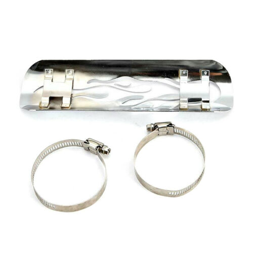 Motorcycle Exhaust Muffler Pipe Heat Shield Cover Heel Guard Universal Chrome - Fresh Stock Dated February 2026